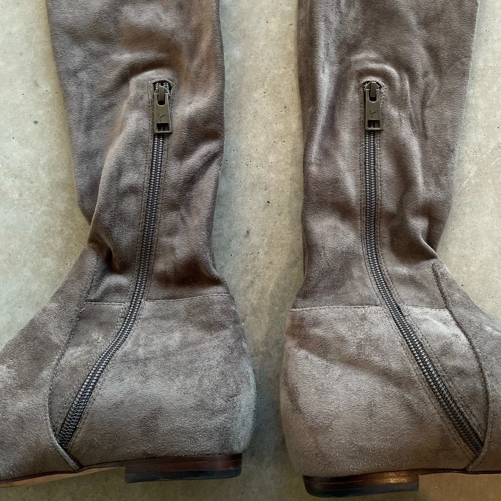 Joie Over The Knee Suede Boots Taupe Flat Tall Zip Women’s 7.5 EU 37.5